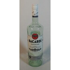 EMPTY Bacardí Superior White Rum Pre Washed Glass Bottle 1 LTR 12-3/4" Tall